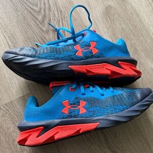 Under Armour Kids Bright Blue Sneakers with Red Accents